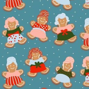 Retro Gingerbread Cookies - Blue