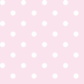 Polka Dot Spots white on cherry blossom - medium scale