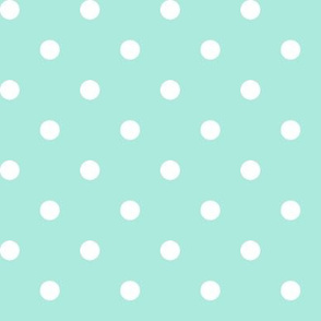 Polka Dot Spots white on mint - small scale