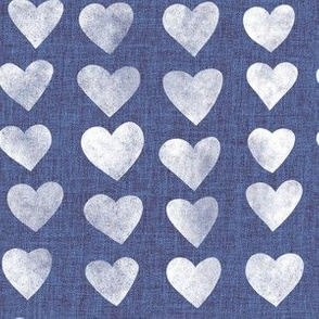 Hearts Stamp Blueberry Linen