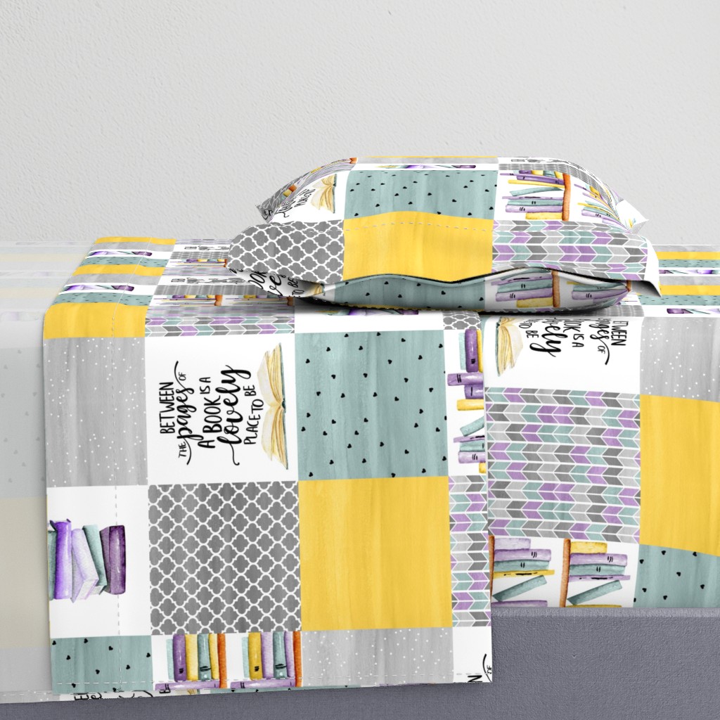 Reading//Between the pages of a book//with Yellow - wholecloth Cheater Quilt 