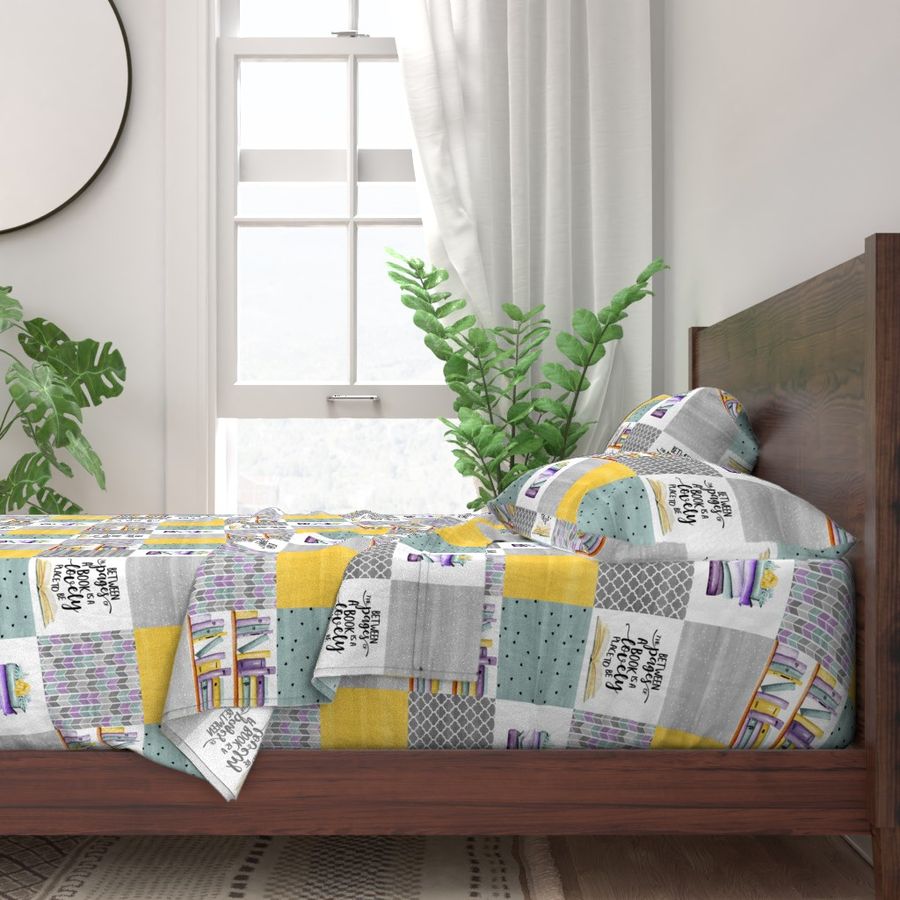 Reading//Between the pages of a book//with Yellow - wholecloth Cheater Quilt 