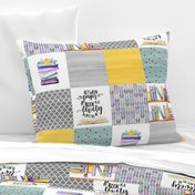 Reading//Between the pages of a book//with Yellow - wholecloth Cheater Quilt 