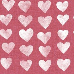 Hearts Stamp Hot Pink Linen