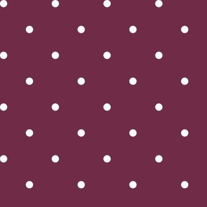 Swiss Dots white on burgundy - small scale