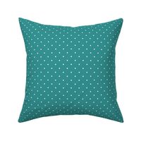 Swiss Dots white on teal - tiny scale