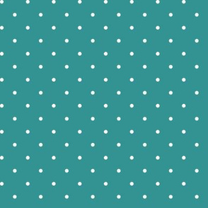 Swiss Dots white on teal - tiny scale