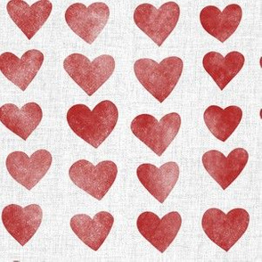 Hearts Stamp Red Linen