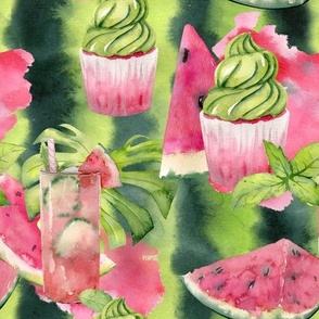 yummy watercolor dessert 1 large vertical stripes FLWRHT