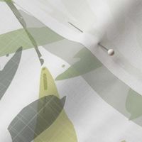 foliage - hand-drawn tropical leaves - shades of green