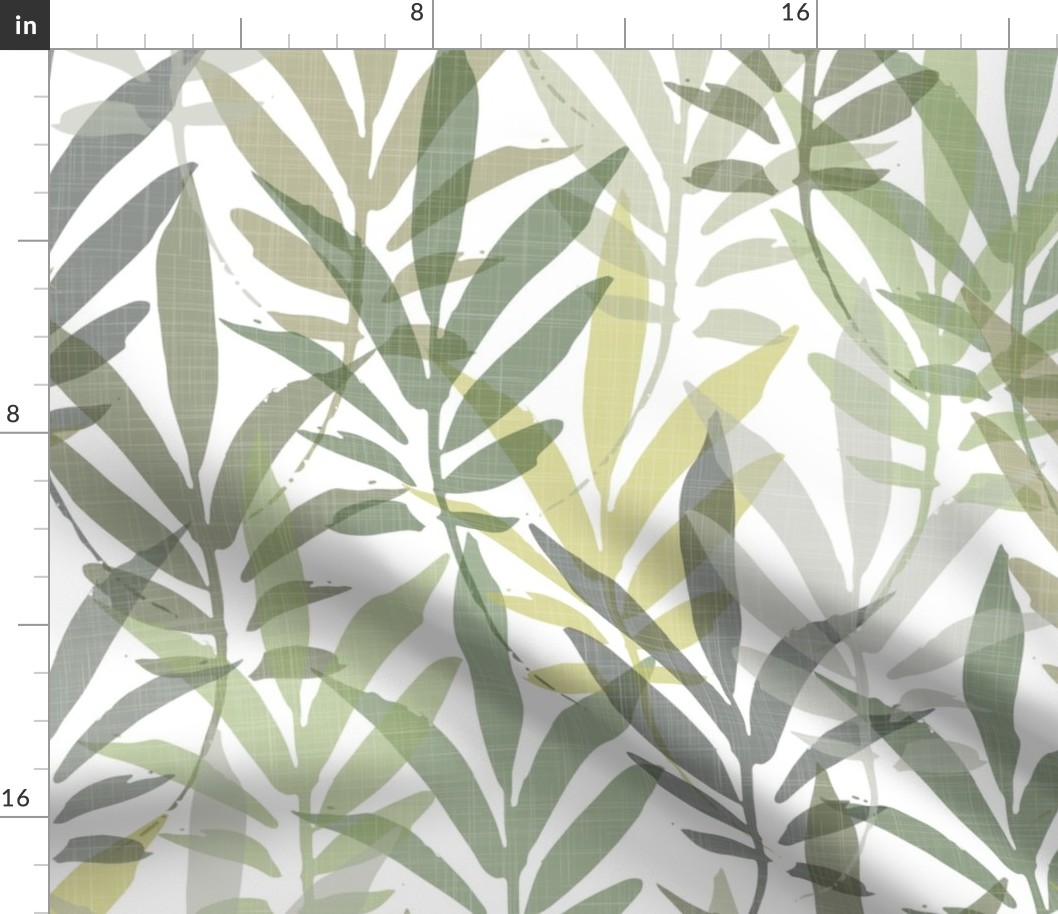 foliage - hand-drawn tropical leaves - shades of green