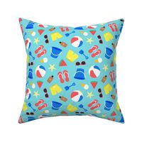 fun in the sun - beach / pool time fabric - blue -  LAD21