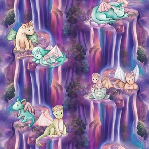 CUTE DRAGONS VALLEY MOUNTAINS PURPLE FLWRHT