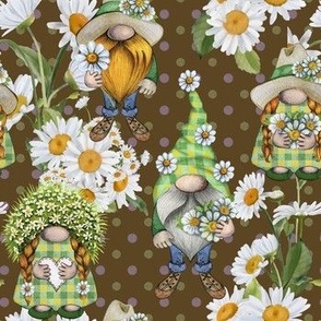 Chamomile flowers gnomes brown flwrht