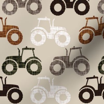 tractors: linen, sugar sand, mud, brown, green olive, umber