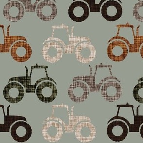 tractors: sage, stone, mud, brown, green olive, umber