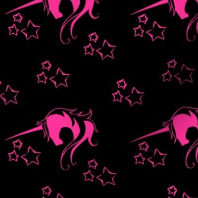Hot Pink Unicorns with Stars Fabric