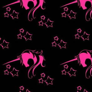 Hot Pink Unicorns with Stars Fabric