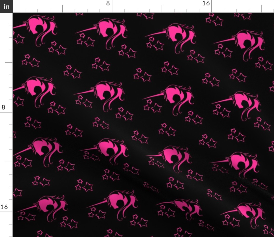 Hot Pink Unicorns with Stars Fabric