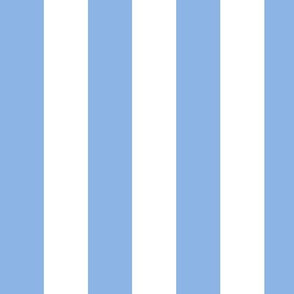 Large Pale Cerulean Awning Stripe Pattern Vertical in White