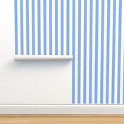 Pale Cerulean Awning Stripe Pattern Vertical in White