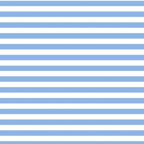 Pale Cerulean Bengal Stripe Pattern Horizontal in White