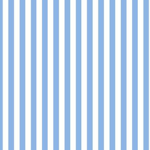 Pale Cerulean Bengal Stripe Pattern Vertical in White