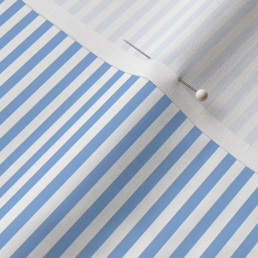 Small Pale Cerulean Bengal Stripe Pattern Horizontal in White