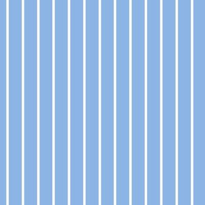 Pale Cerulean Pin Stripe Pattern Vertical in White