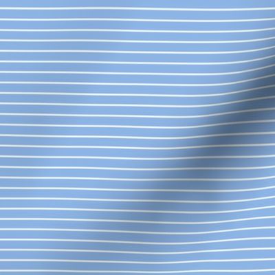 Small Pale Cerulean Pin Stripe Pattern Horizontal in White