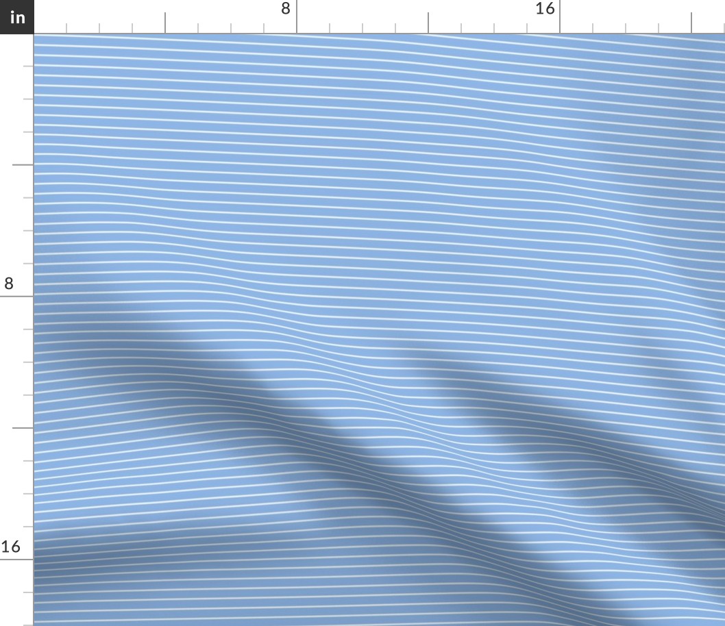 Small Pale Cerulean Pin Stripe Pattern Horizontal in White