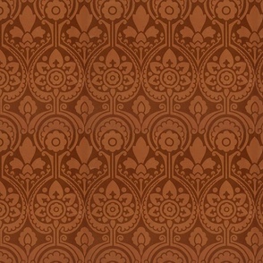 LARGE Damask 25 in copper-brown