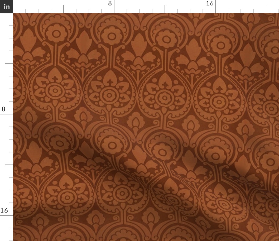 LARGE Damask 25 in copper-brown