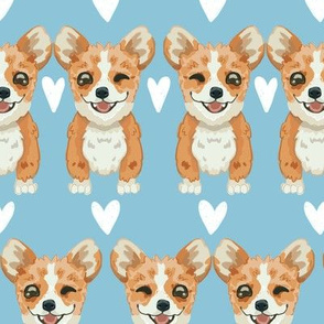 Winking Corgis blue