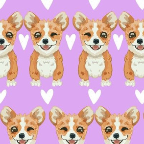 Winking Corgis purple