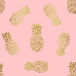 Gold Pineapples on Pink