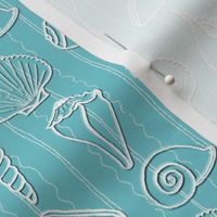 White Shells and Stripes on Turquoise 
