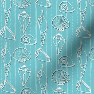 White Shells and Stripes on Turquoise 