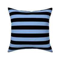 Large Pale Cerulean Awning Stripe Pattern Horizontal in Black