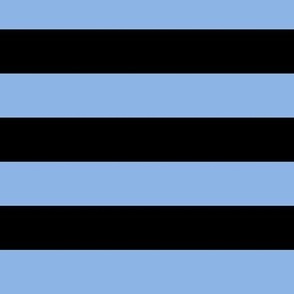 Large Pale Cerulean Awning Stripe Pattern Horizontal in Black
