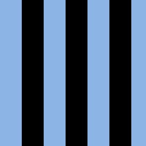 Large Pale Cerulean Awning Stripe Pattern Vertical in Black