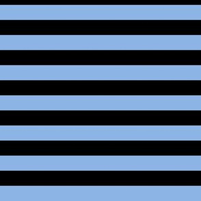 Pale Cerulean Awning Stripe Pattern Horizontal in Black