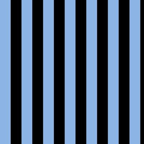 Pale Cerulean Awning Stripe Pattern Vertical in Black