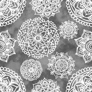 Soft Grey and White Mandala Pattern