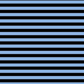 Pale Cerulean Bengal Stripe Pattern Horizontal in Black