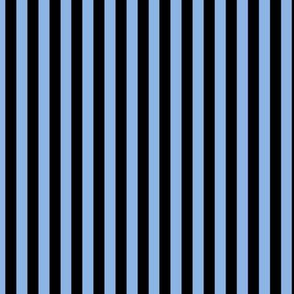 Pale Cerulean Bengal Stripe Pattern Vertical in Black