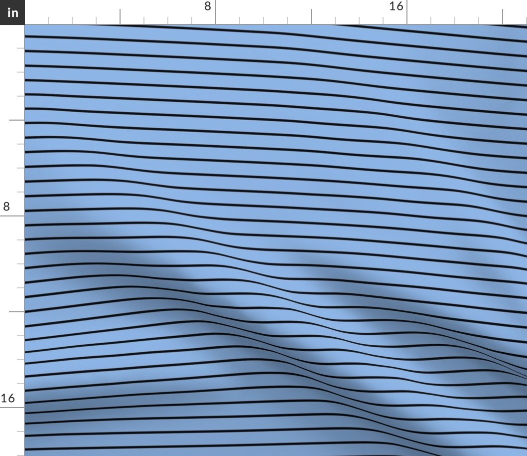 Pale Cerulean Pin Stripe Pattern Horizontal in Black