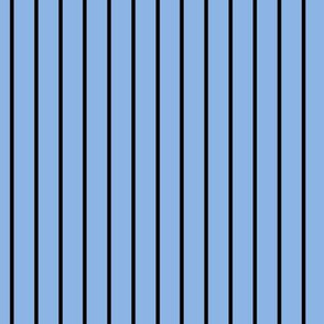 Pale Cerulean Pin Stripe Pattern Vertical in Black