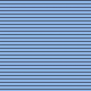 Small Pale Cerulean Pin Stripe Pattern Horizontal in Black