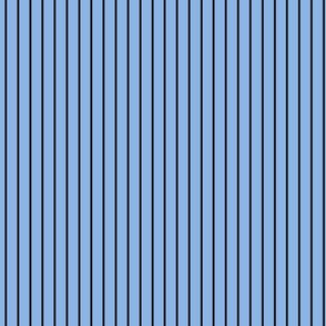 Small Pale Cerulean Pin Stripe Pattern Vertical in Black